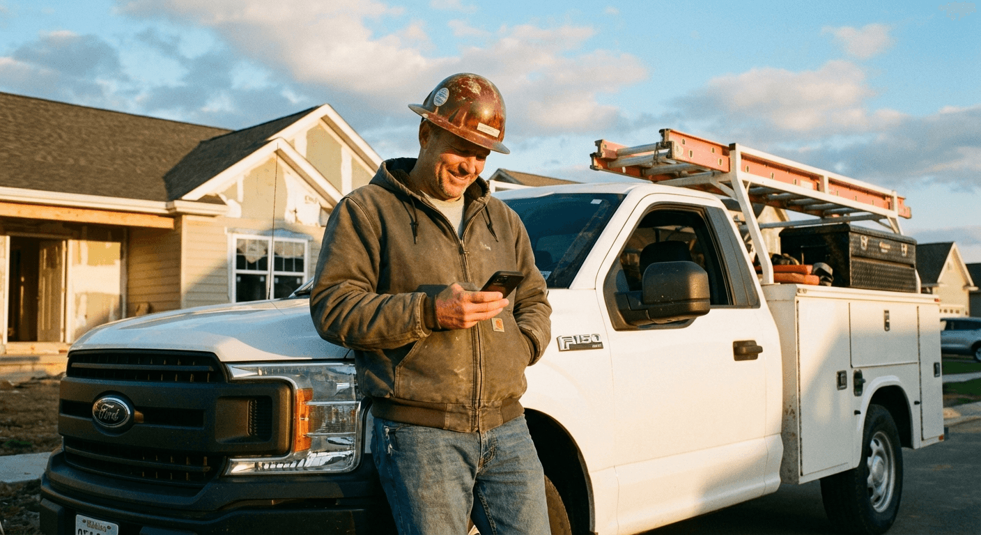 Contractor using AI on phone